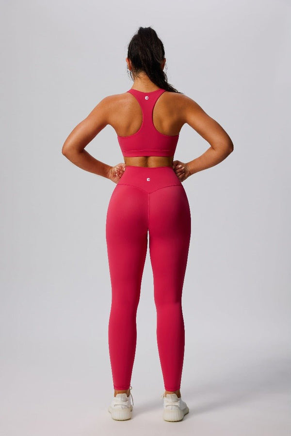 womens #pink High Waist Sports Leggings and racerback sports bra by Anniou