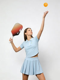 UPF 50+ Colorblock Polo Pickleball Skirt Set