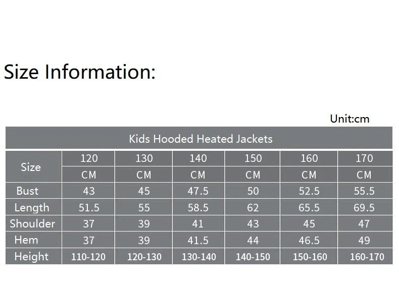 Children's Hooded Heated Jackets