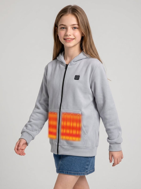 Grå värmehoodie för flickor