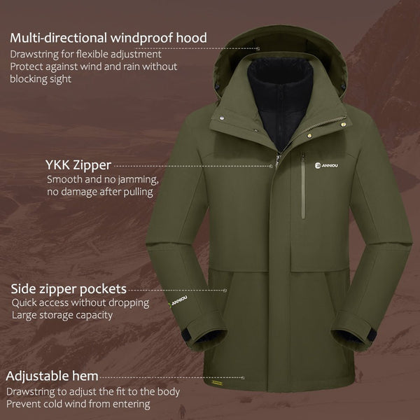3 in 1 Goose Down Hooded Jacket by Anniou features