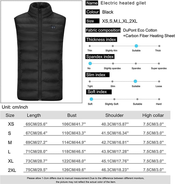 size guide Heated Down Vest