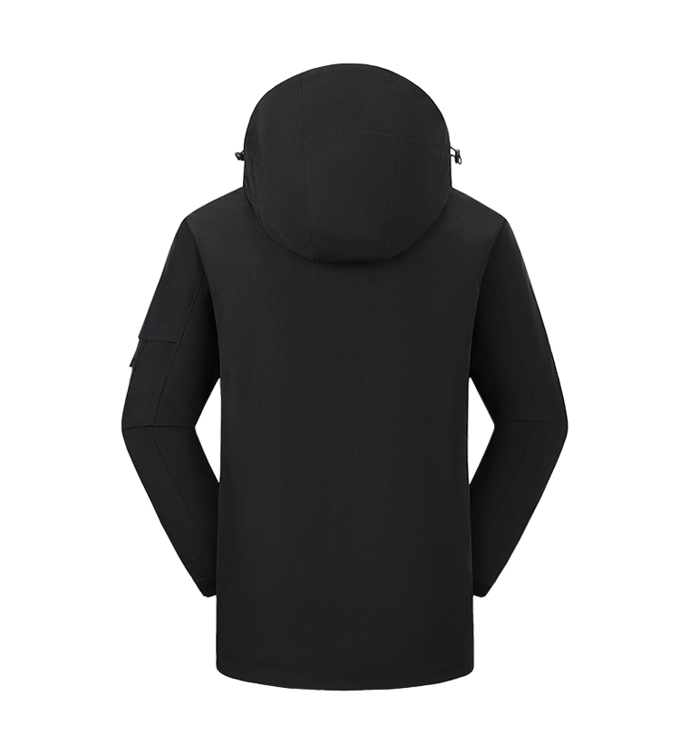 hooded black Heated Outdoor Jacket back