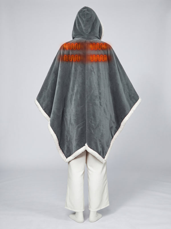 6 area #Grey Heated Hooded Wearable Blanket