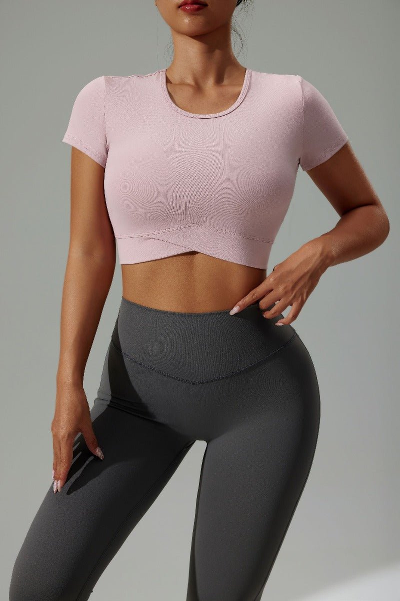UPF 50+ Short Sleeve Yoga Crop Top