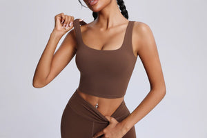 #brown Wide Strap High-Support Bra 