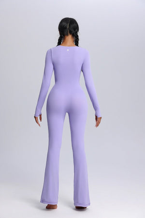 #lavender Flared Yoga Jumpsuit with butt lift by Anniou