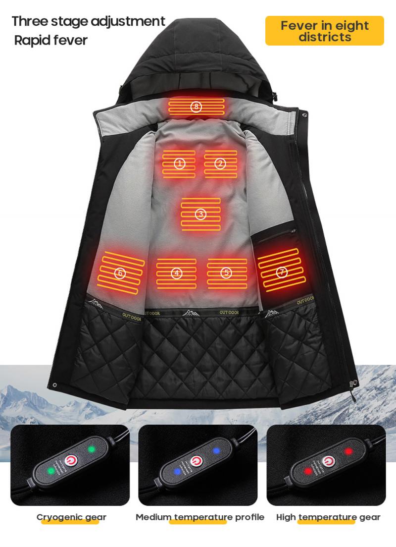 8 Area Heated Ski Jacket controls