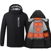 8 area heated ski jacket with hood and zip