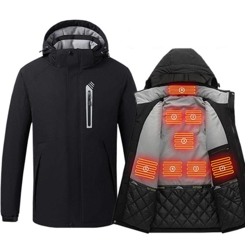 8 area heated ski jacket with hood and zip