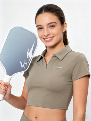 Top corto da yoga a maniche corte UPF 50+