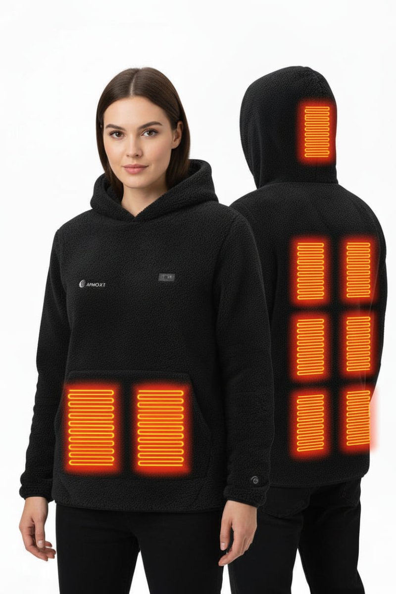 9 heat zone heated hoodie for women