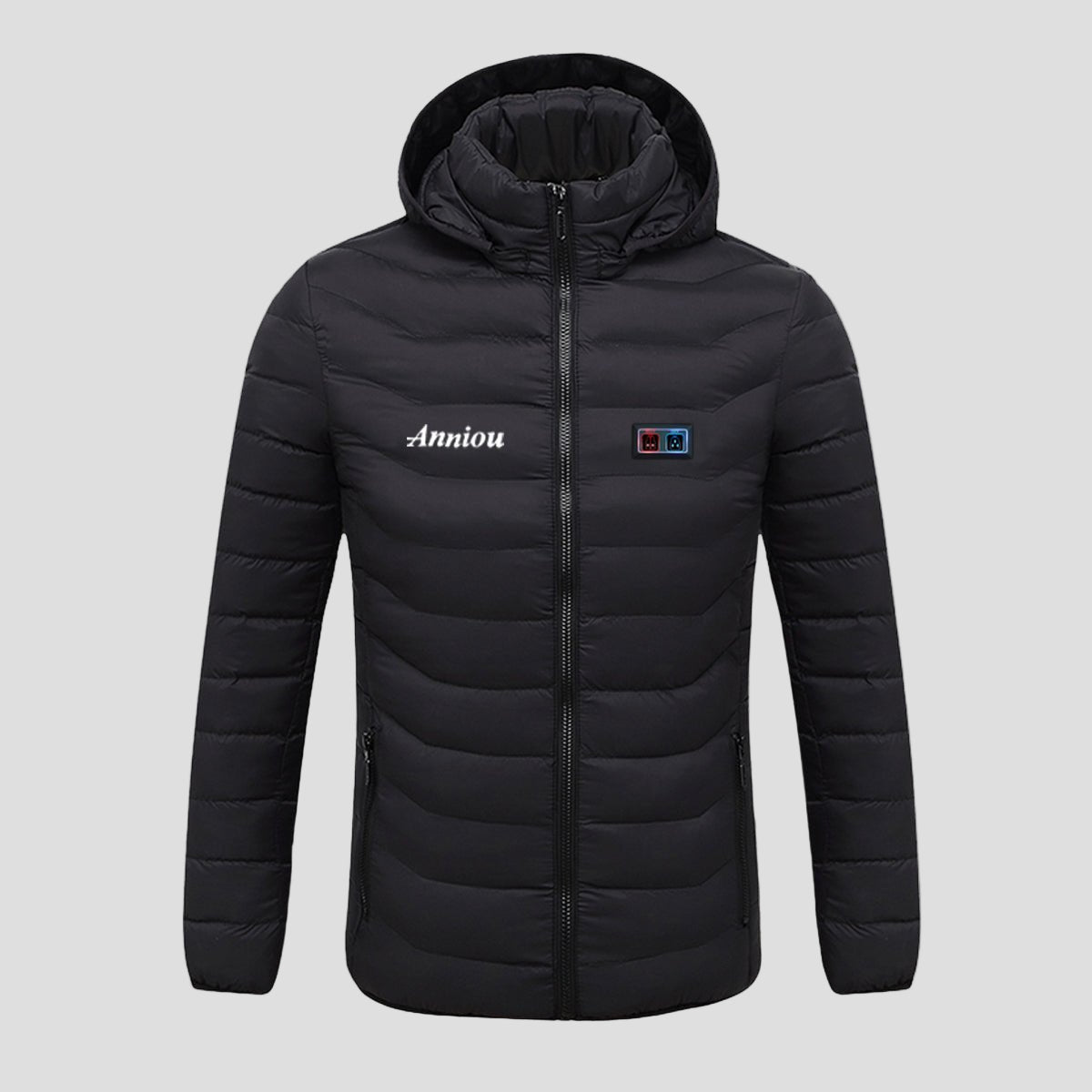 Anniou Black Dual Switch Duck Down Heated Jacket with Hood