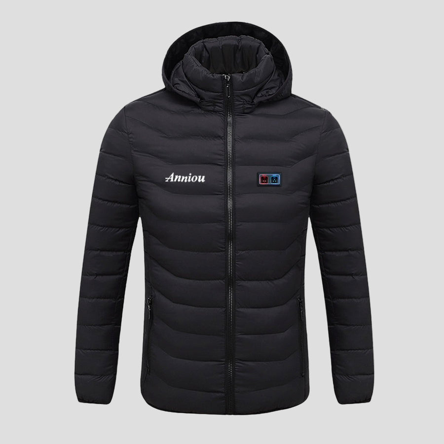 Anniou Black Dual Switch Duck Down Heated Jacket with Hood