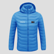 Anniou Blue Dual Switch Duck Down Heated Jacket with Hood