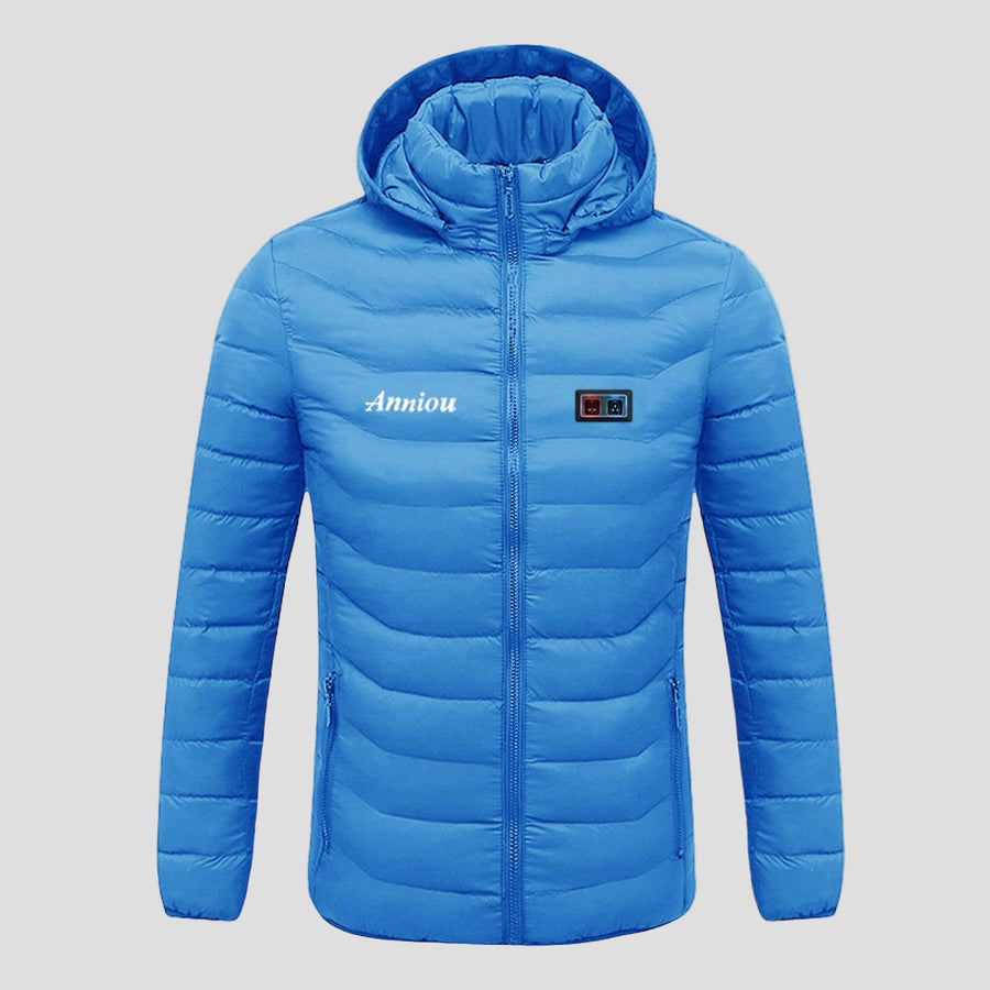 Anniou Blue Dual Switch Duck Down Heated Jacket with Hood