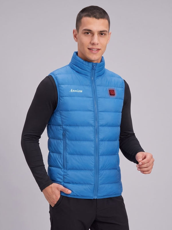 Anniou Men's Blue Heated Duck Down Vest