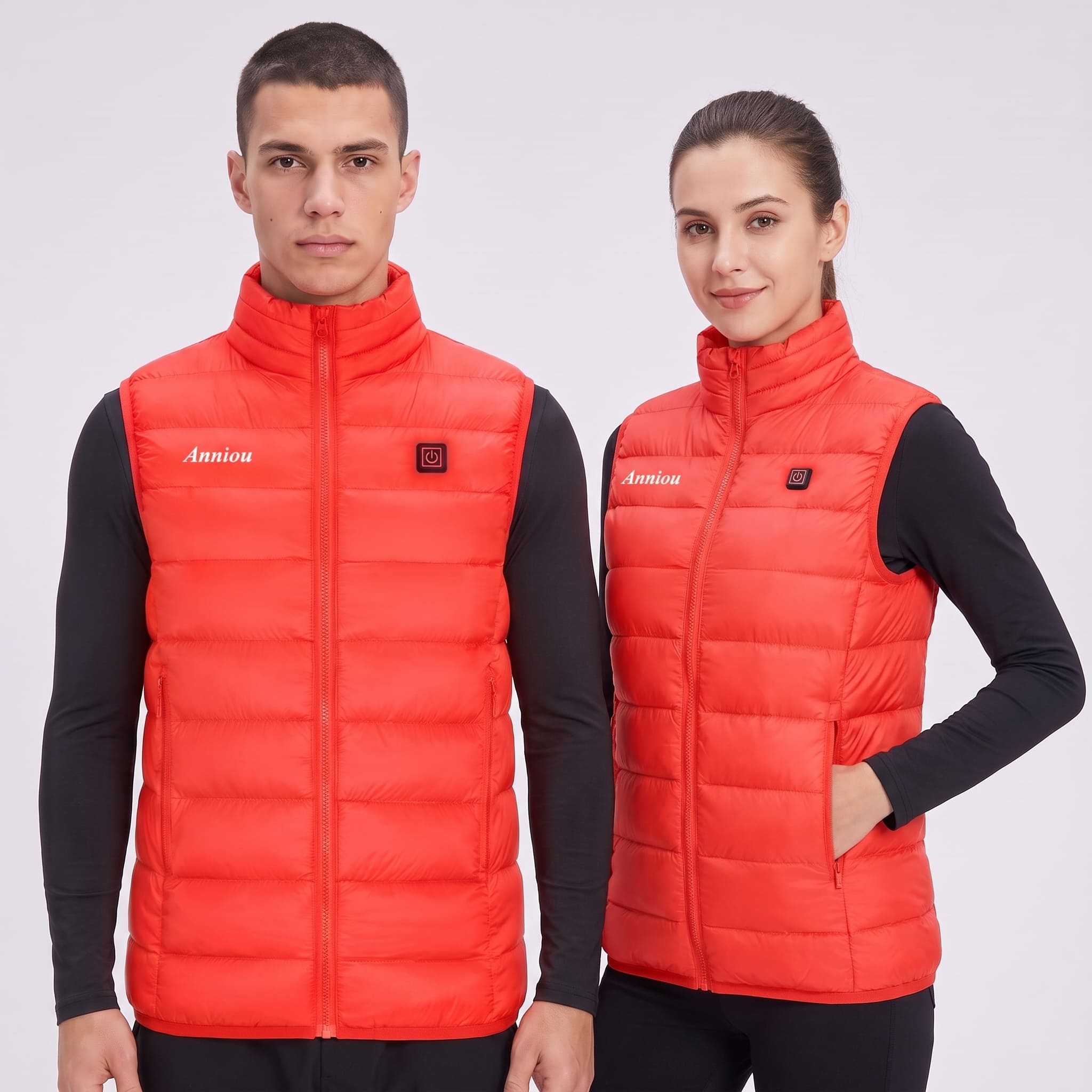 Anniou Men's and womens Red Heated Duck Down Vest