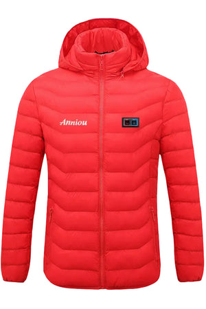 Anniou Red Dual Switch Duck Down Heated Jacket with Hood