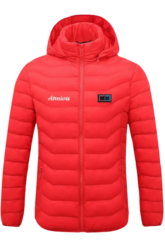 Anniou Red Dual Switch Duck Down Heated Jacket with Hood