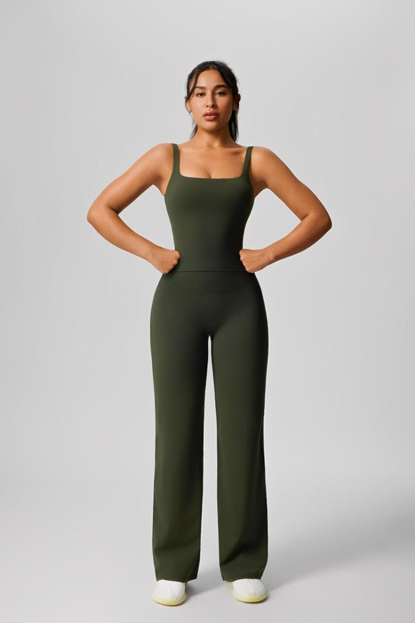 Anniou #green yoga sports top and trousers 