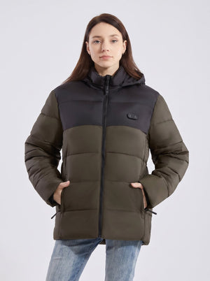 #Armygreen Womens Heated Dual Control Padded Jacket