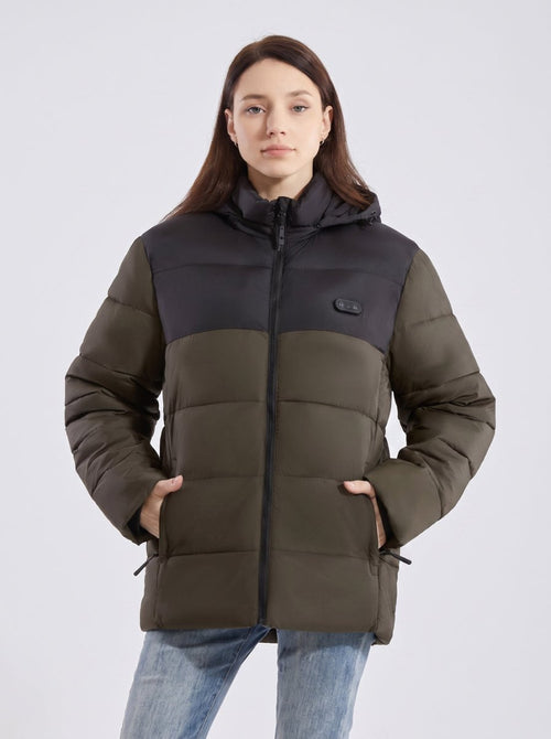 #Armygreen Womens Heated Dual Control Padded Jacket