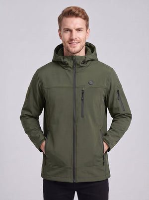 #Armygreen Men’s Hooeded Heated Softshell Jacket