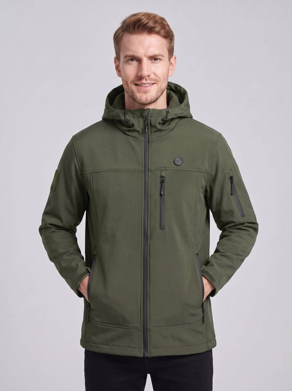 #Armygreen Men’s Hooeded Heated Softshell Jacket