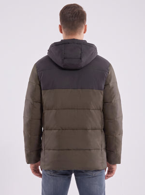 Back of #ArmyGreen Dual Control Heated Padded Jacket