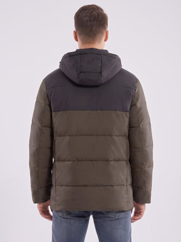 Back of #ArmyGreen Dual Control Heated Padded Jacket
