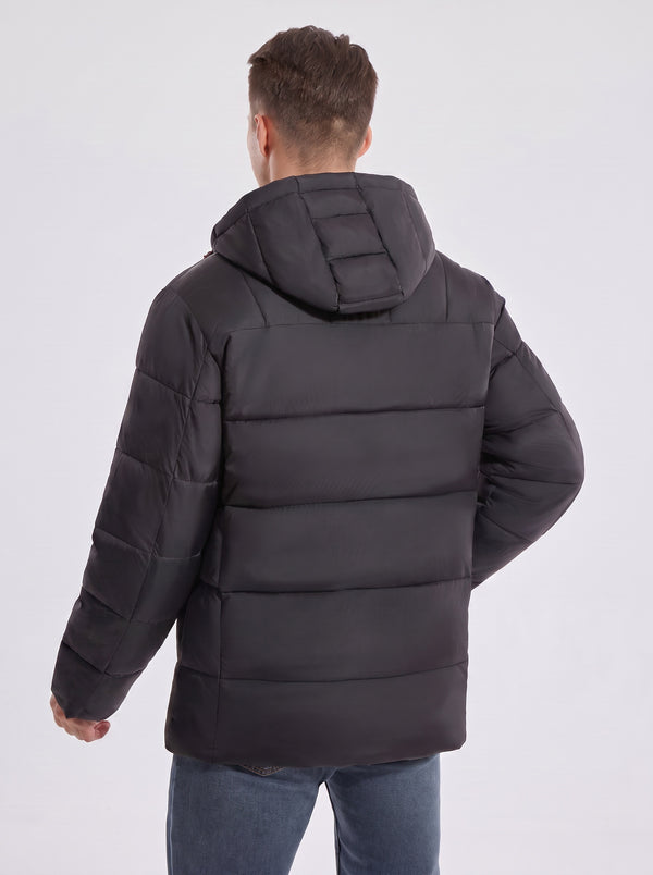 Back of #Black Dual Control Heated Padded Jacket