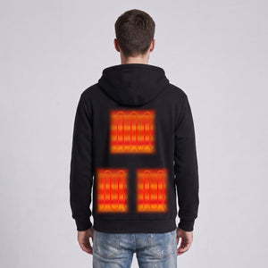 Back of #Black Heated Full Zip Hoodie