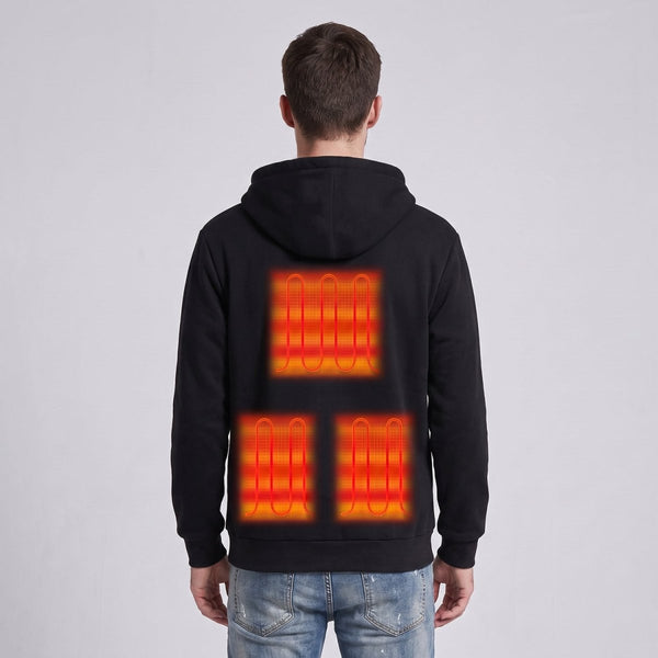 Back of #Black Heated Full Zip Hoodie