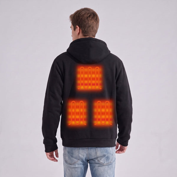 Back of #Black Heated Zip Up Hoodie