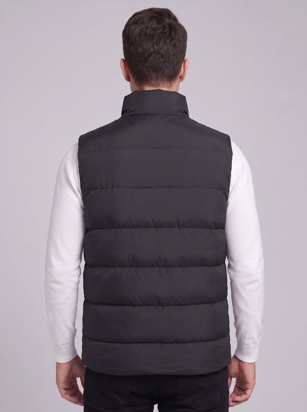 Back of #Black Men's Heated Puffer Gilet