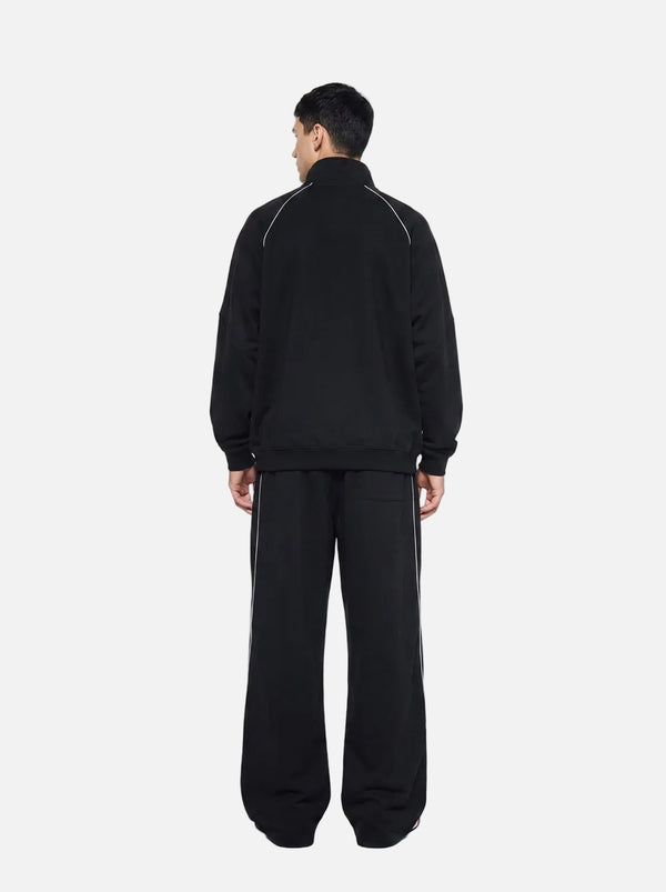Back of #Black Reflective Stripe Straight Leg Sweatpants