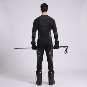Back of #Blackgrey Mens Compression ski Base Layer Set