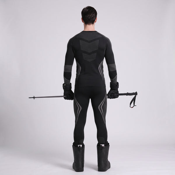 Back of #Blackgrey Mens Compression ski Base Layer Set