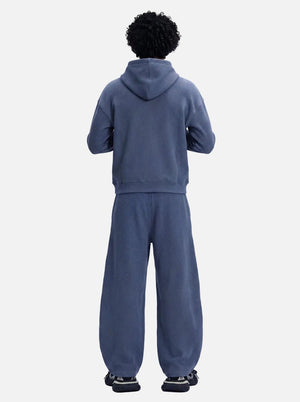 Back of #Blue Waffle Knit Cropped Hoodie