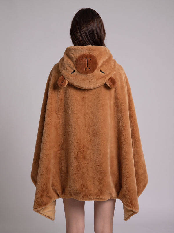 Back of #Brown Capybara Heated Wearable Blanket