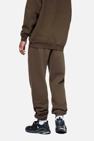 Back of #Brown Mens Heavyweight Fleece Lined Joggers