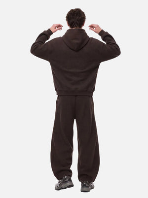 Back of #Coffee Waffle Knit Cropped Hoodie