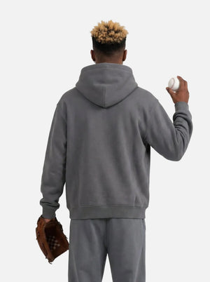 Back of #Darkgrey Heavyweight Fleece Lined Pullover Hoodie