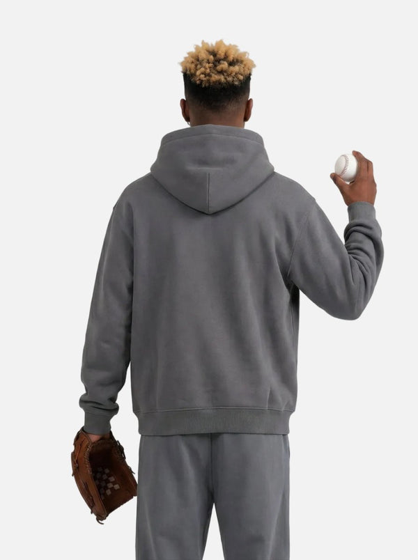 Back of #Darkgrey Heavyweight Fleece Lined Pullover Hoodie