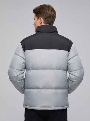 Back of #Grey Color Block Heated Quilted Jacket