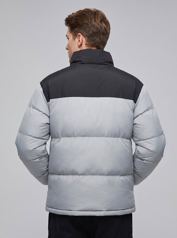 Back of #Grey Color Block Heated Quilted Jacket