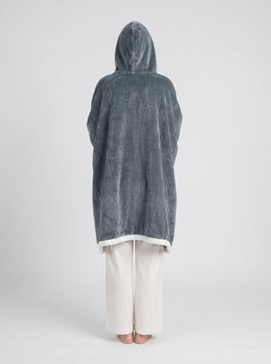 Back of #Grey Heated Hooded Wearable Blanket