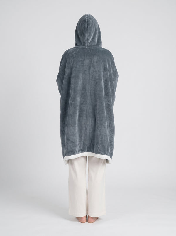 Back of #Grey Heated Hooded Wearable Blanket