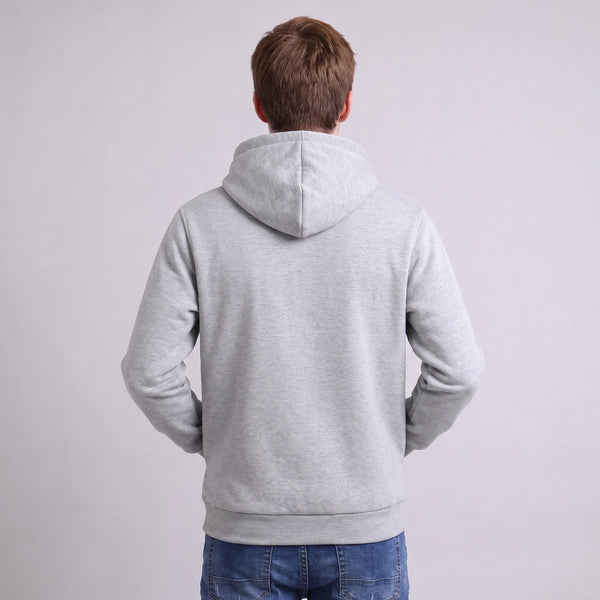 Back of #Grey Mens Heated Zip Up Hoodie
